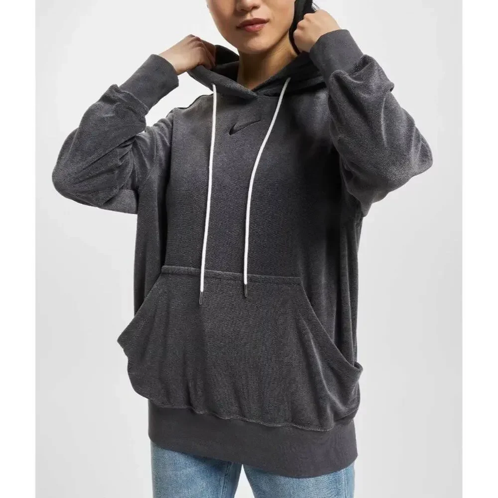 Nike Sportswear Women's Size‎ L Oversized Terry Pullover Hoodie Gray Sweatshirt